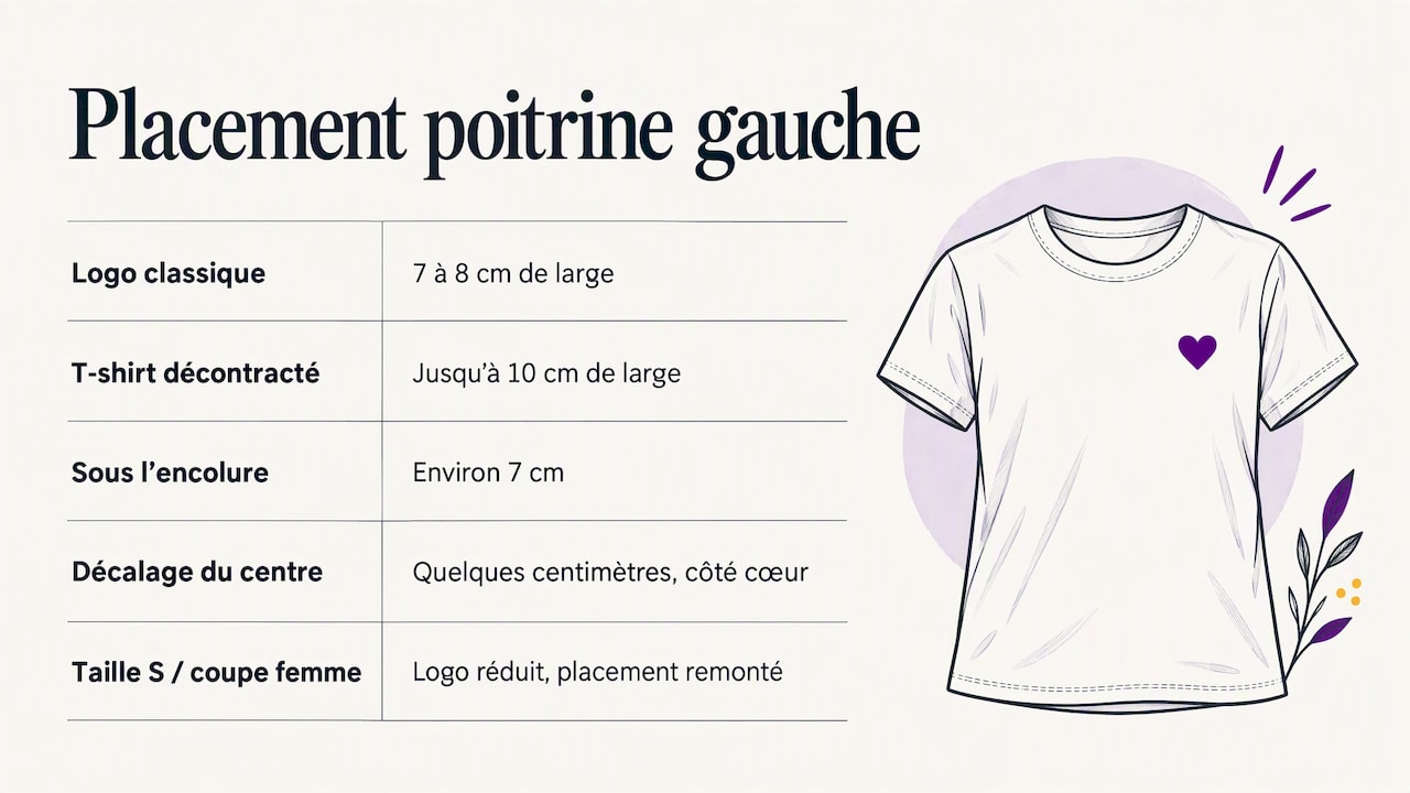 Repères de taille et position du logo poitrine