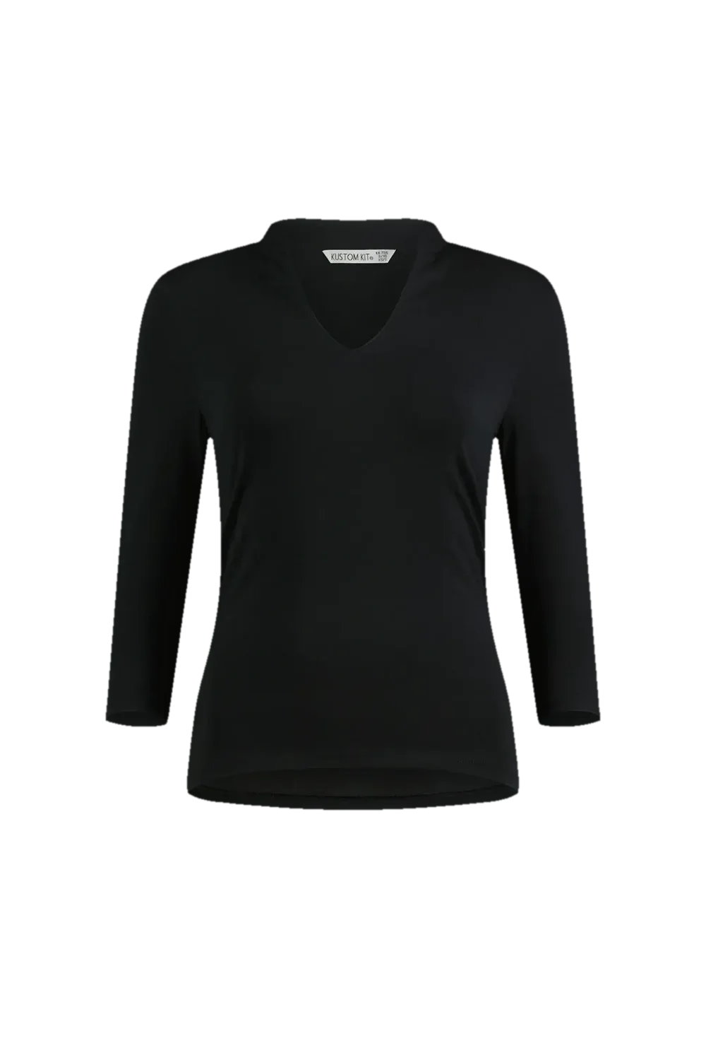 Kustom Kit Regular Fit Mandarin Collar Top 3/4 Sleeve