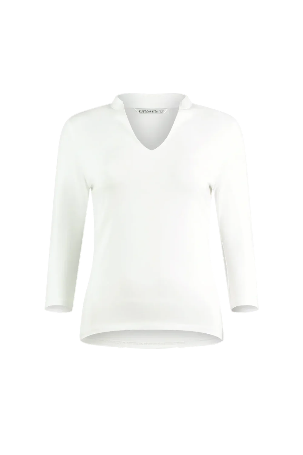Kustom Kit Regular Fit Mandarin Collar Top 3/4 Sleeve