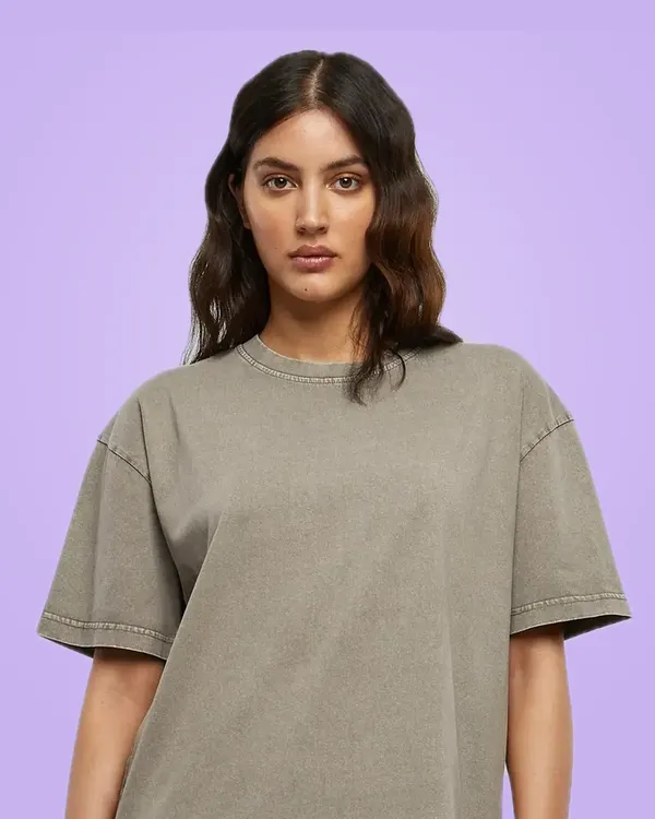 Build Your Brand Ladies Oversized Acid Wash